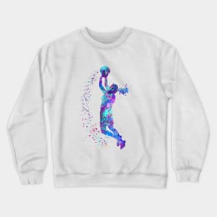 Girl Basketball Player Shooter Watercolor Sport Gift Crewneck Sweatshirt